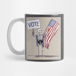 Skeleton Vote American Flag Mug